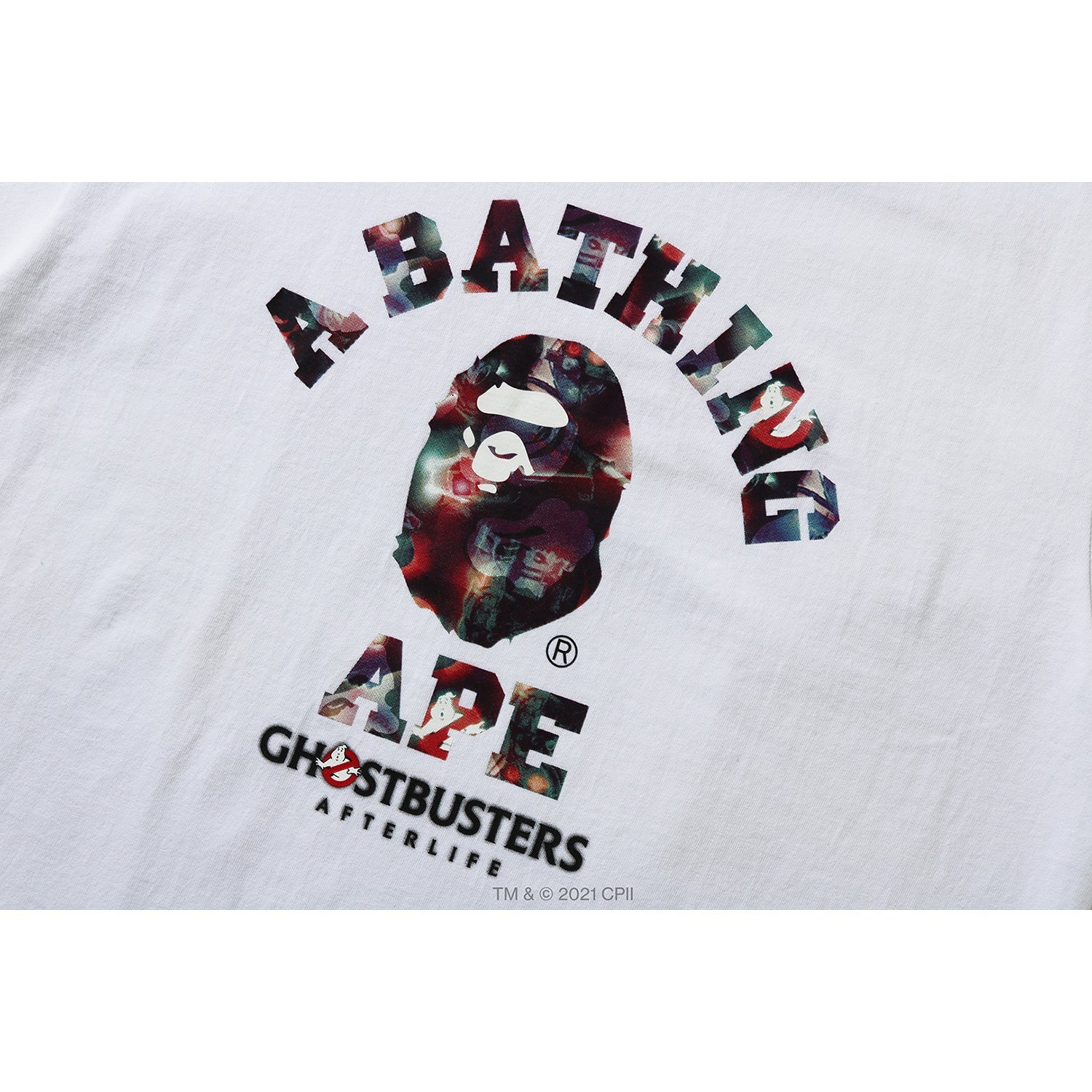 BAPE X GHOSTBUSTERS CAMO COLLEGE TEE MENS