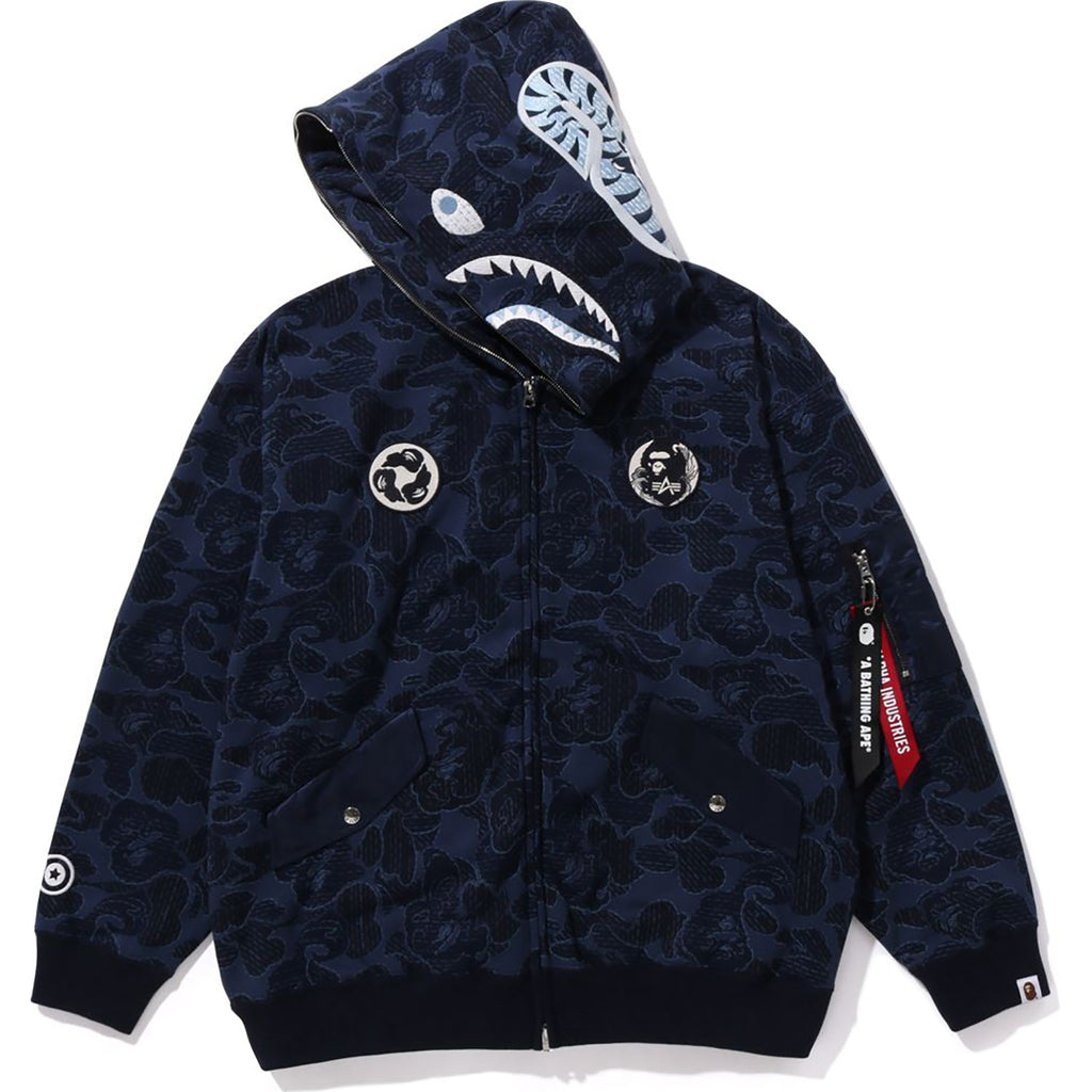 BAPE X ALPHA INDUSTRIES SHARK FULL ZIP HOODIE MENS