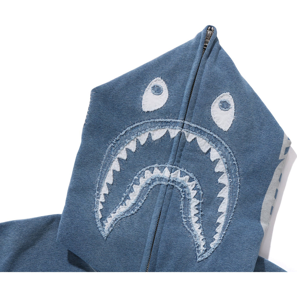 INDIGO SHARK FULL ZIP HOODIE WIDE FIT LADIES