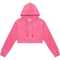 APEE TOWELLING ZIP UP CROP HOODIE JACKET LADIES