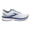 Men's Brooks Ghost 13, White/Grey/Deep Cobalt, 10 D Medium