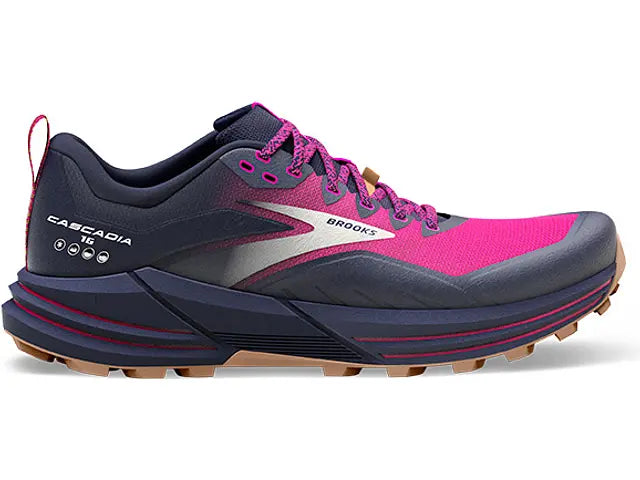 Women's Brooks Cascadia 16, Peacoat/Pink/Biscuit, 8.5 B Medium