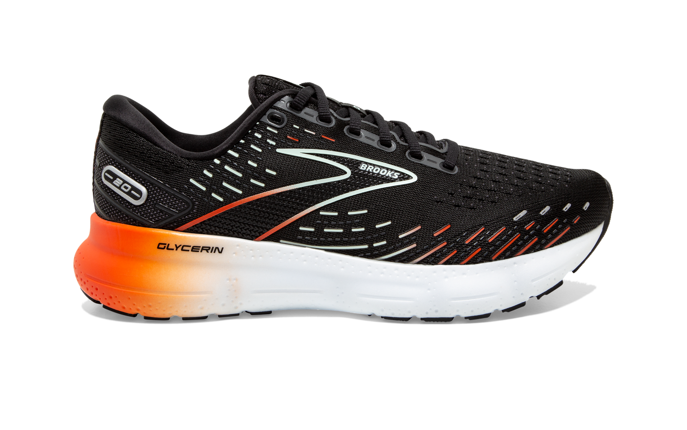 Women's Brooks Glycerin 20, Black/Red/Opal, 10.5 B Medium