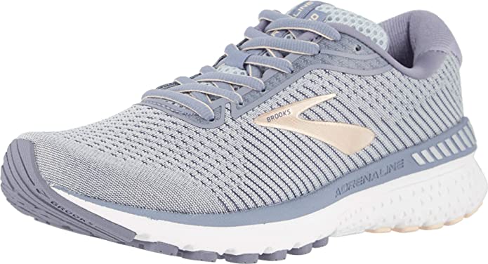 Women's Brooks Adrenaline GTS 20, Grey/Pale Peach/White, 11 B Medium