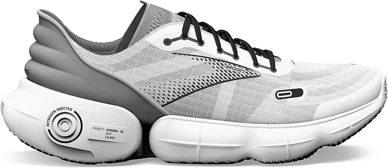 Women's Brooks Aurora, White/Alloy/Black, 8 B Medium