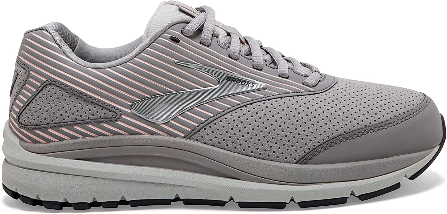 Women's Brooks Addiction Walker Suede, Alloy/Oyster/Peach, 9 B Medium