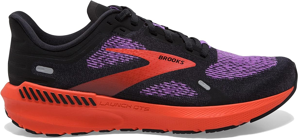 Women's Brooks Launch GTS 9, Black/Bellflower/Fiesta, 9.5 B Medium
