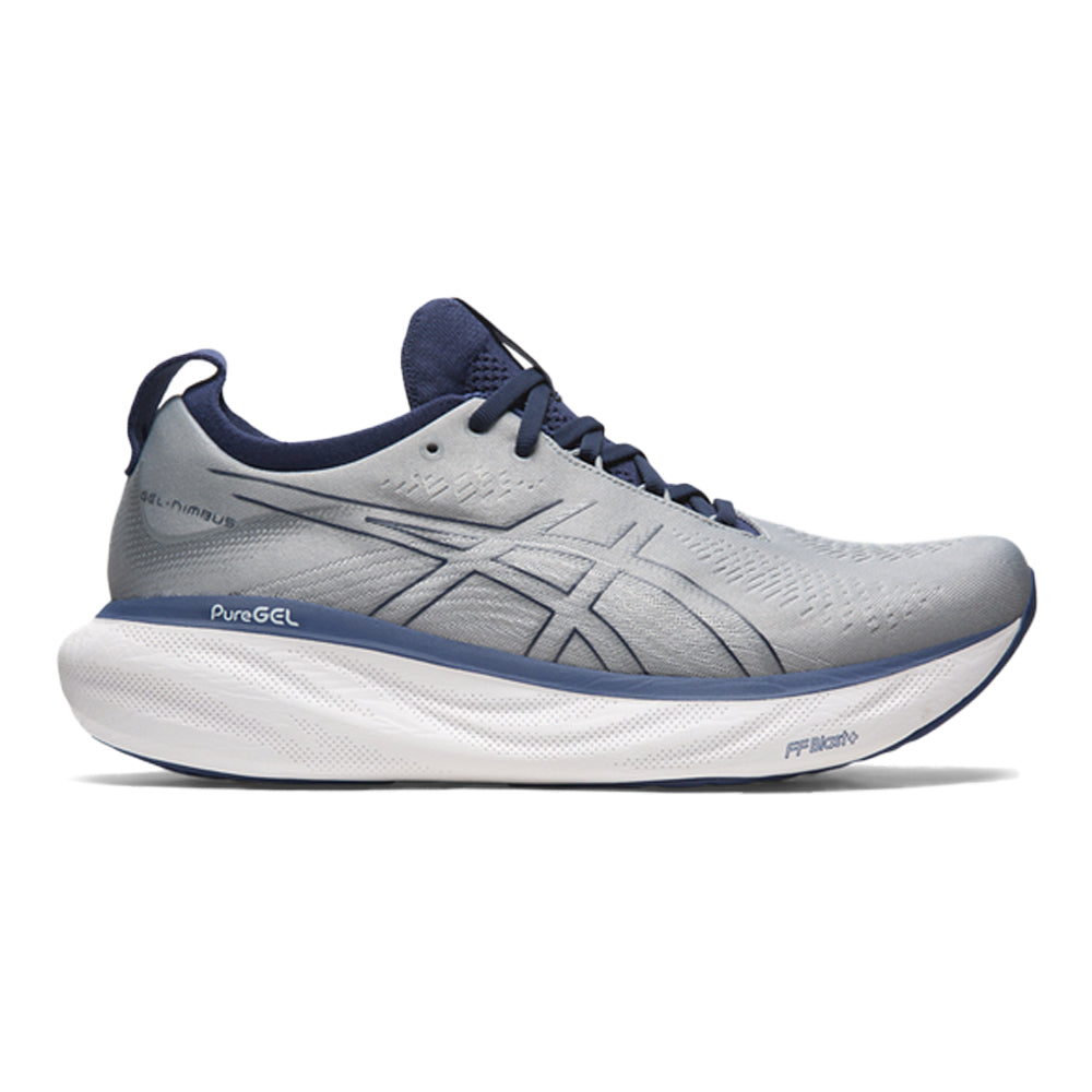 Men's Asics Gel-Nimbus 25, Sheet Rock/Indigo Blue, 8.5 4E Extra Wide