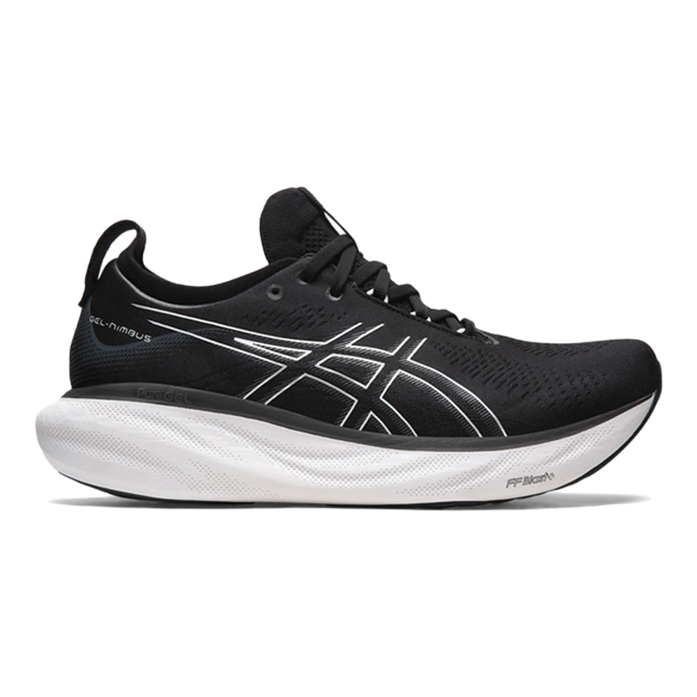 Men's Asics Gel-Nimbus 25, Black/Pure Silver, 10 4E Extra Wide