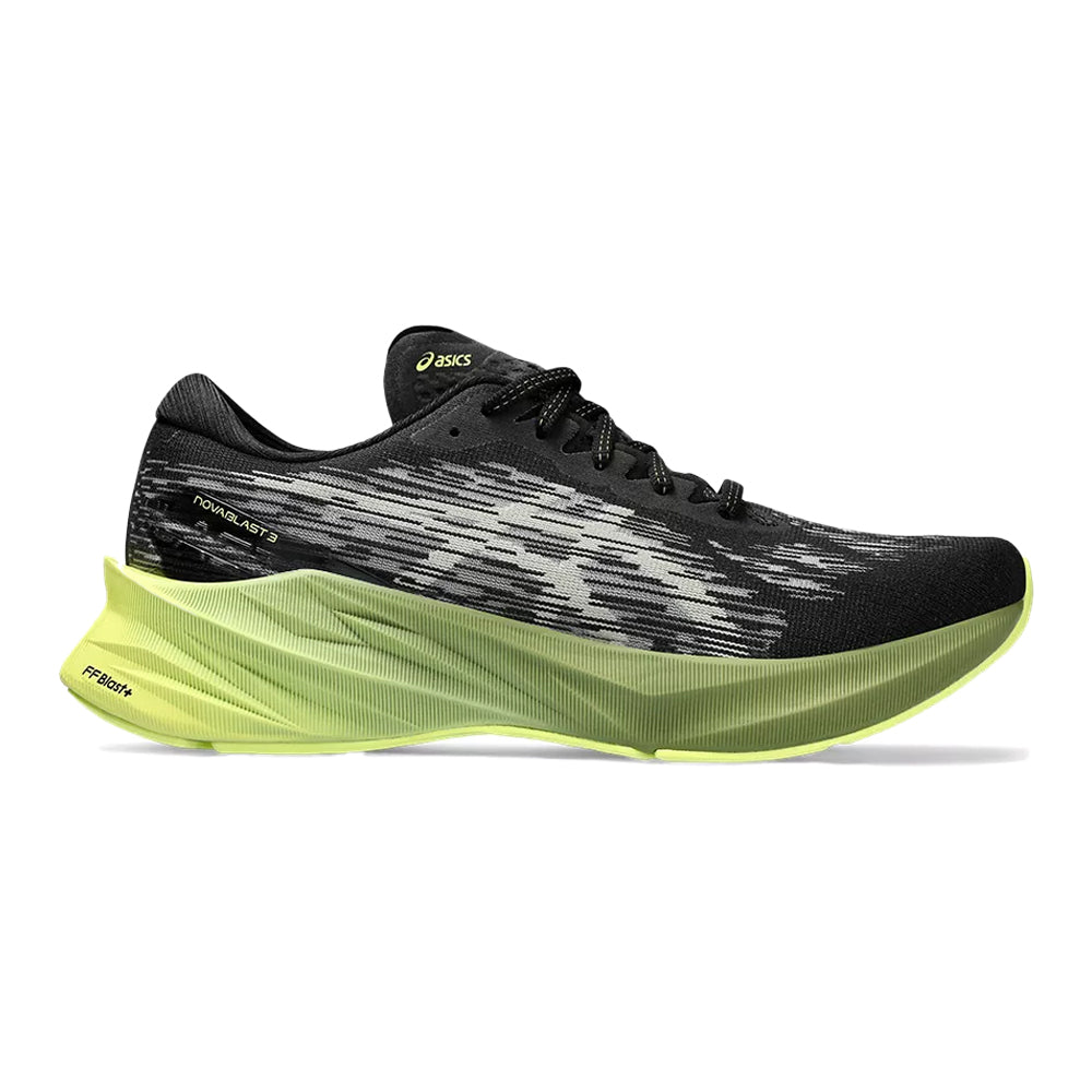 Men's Asics Novablast 3, Black/Dried Leaf Green, 8 D Medium