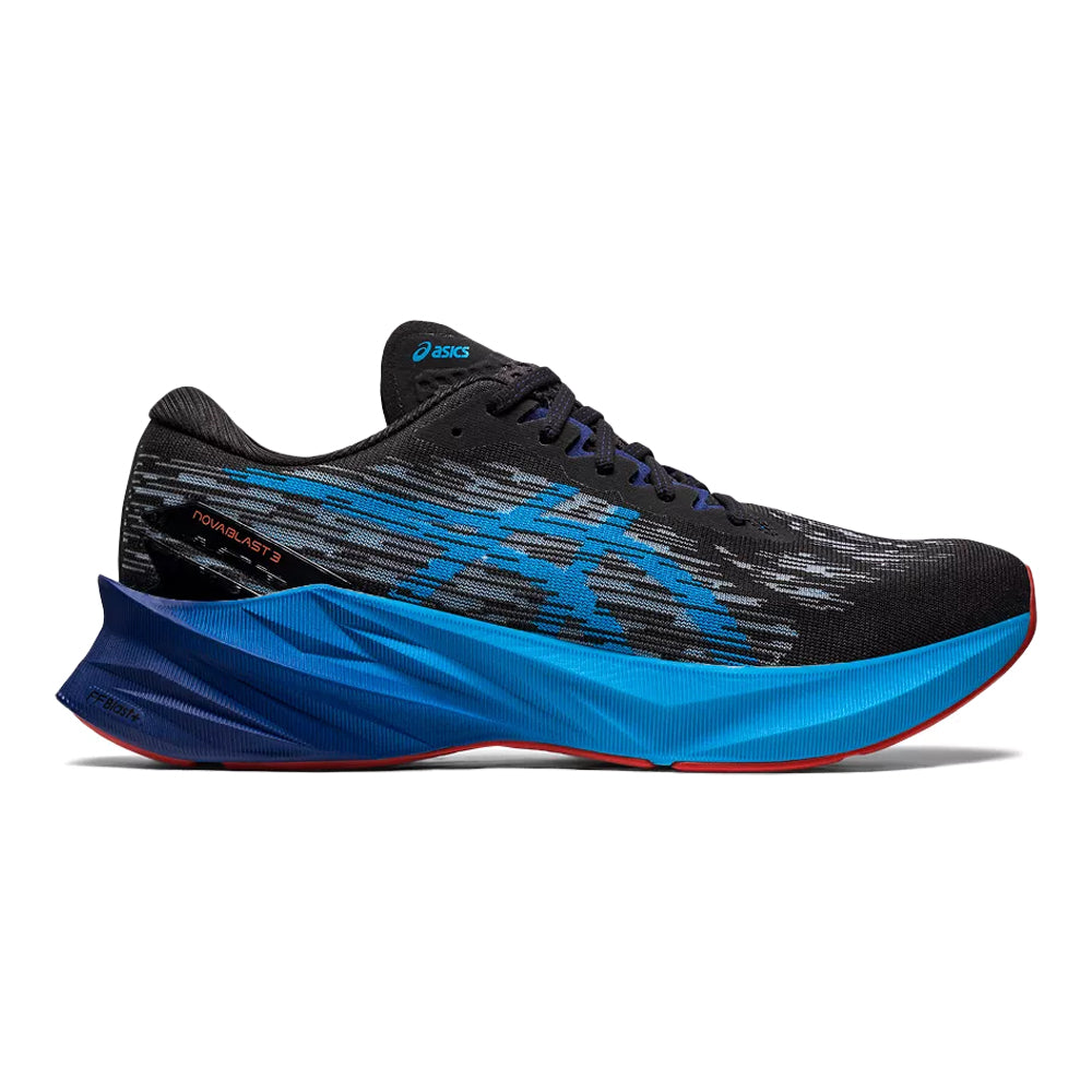 Men's Asics Novablast 3, Black/Island Blue, 10.5 D Medium