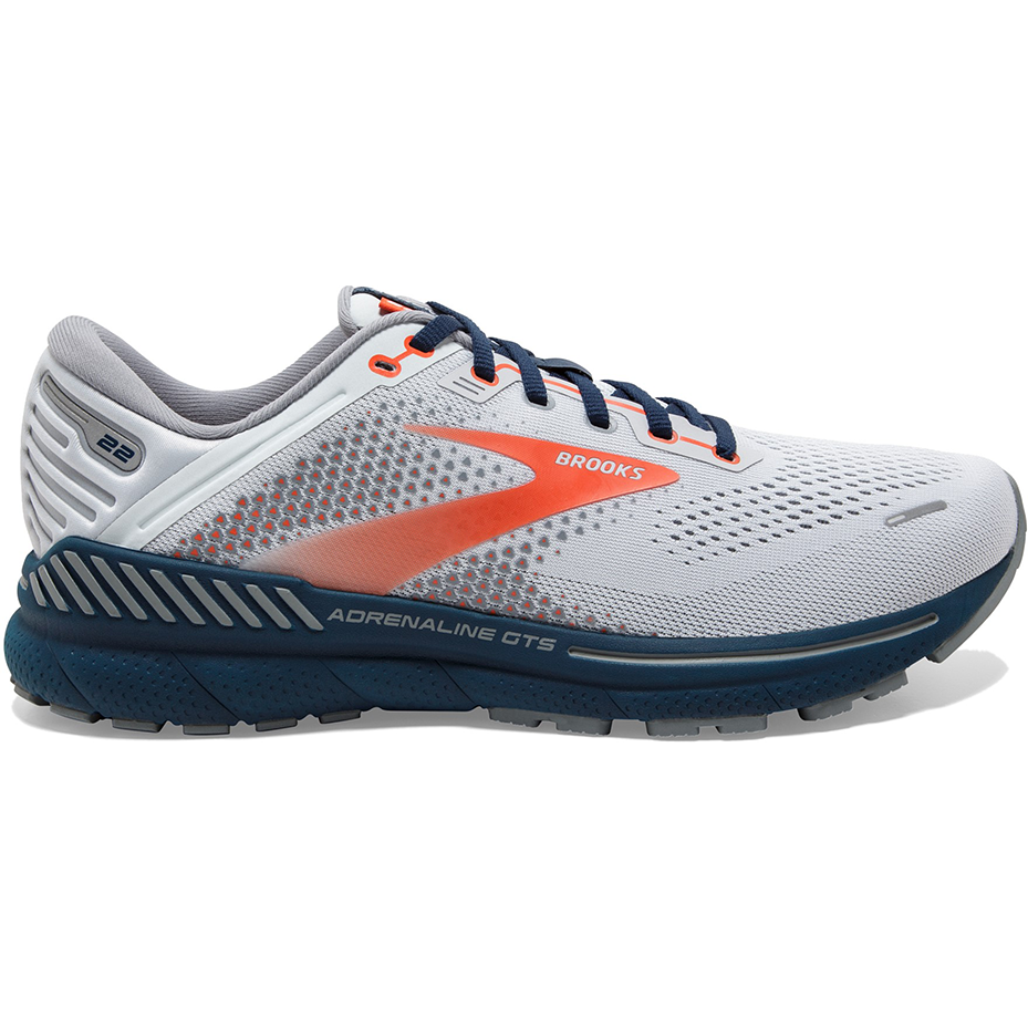 Men's Brooks Adrenaline GTS 22, Arctic/Red/Titan, 12.5 D Medium