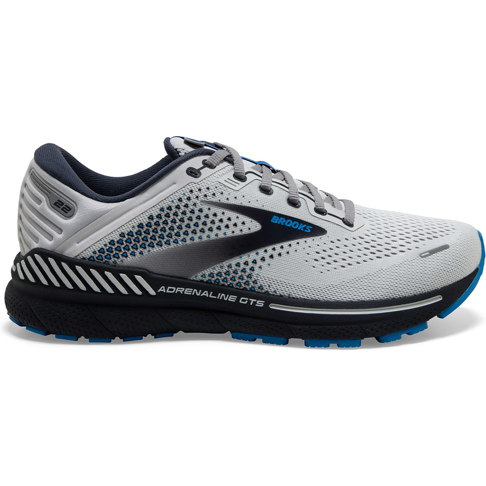 Men's Brooks Adrenaline GTS 22, Oyster/India Ink/Blue, 15 2E Wide