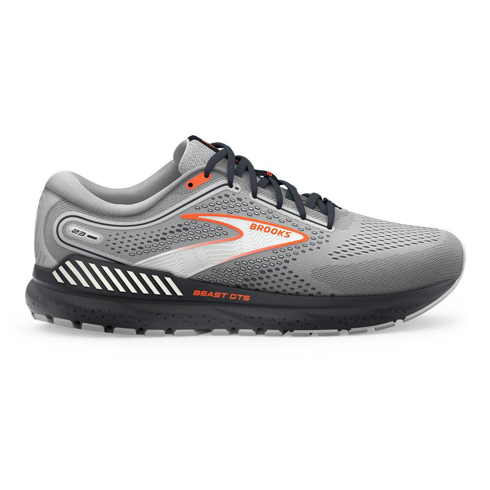 Men's Brooks Beast GTS 23, Grey/Scarlet/Ebony, 12.5 2E Wide