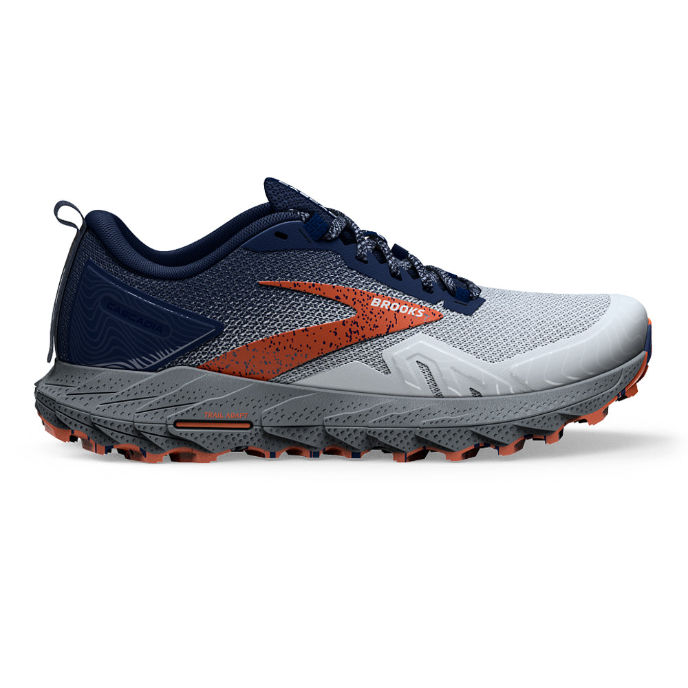 Men's Brooks Cascadia 17, Blue/Navy/Firecracker, 10 2E Wide