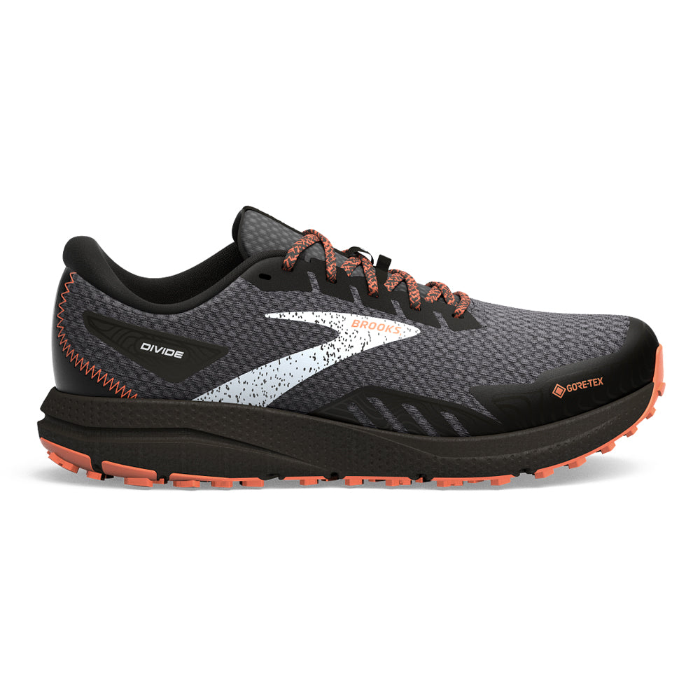 Men's Brooks Divide 4 GTX, Black/Firecracker/Blue, 8 D Medium