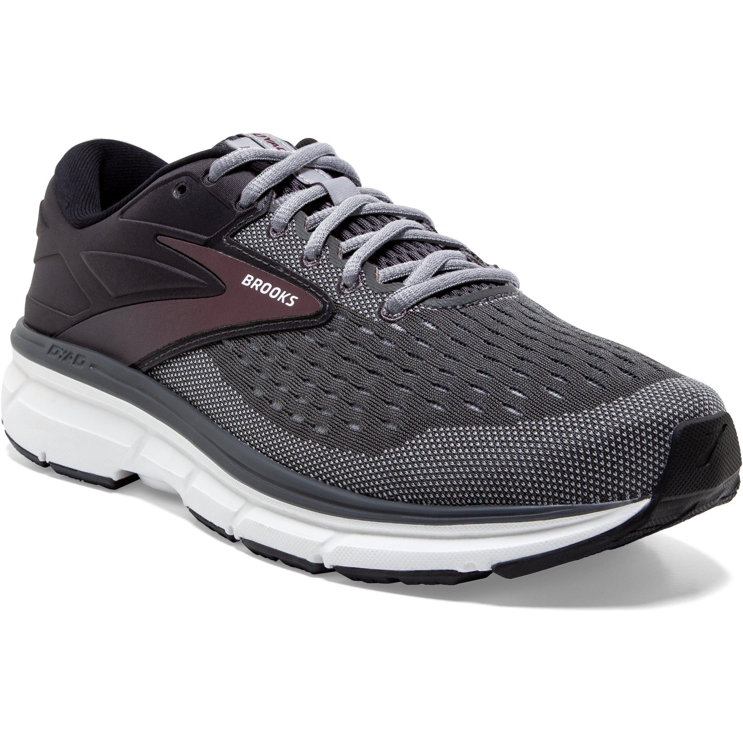 Men's Brooks Dyad 11, Blackened Pearl/Alloy/Red, 14 4E Extra Wide