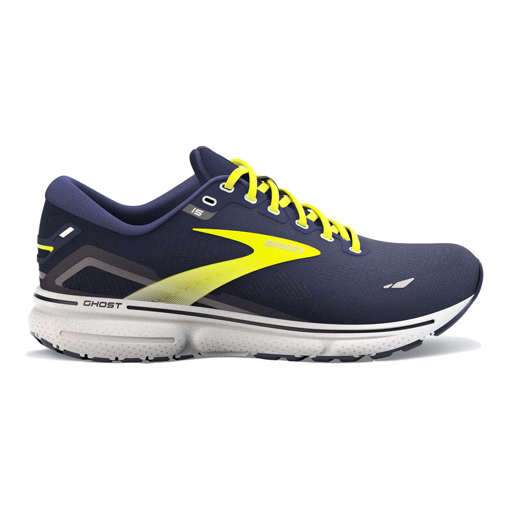 Men's Brooks Ghost 15, Peacoat/Nightlife/Grey, 9 2E Wide