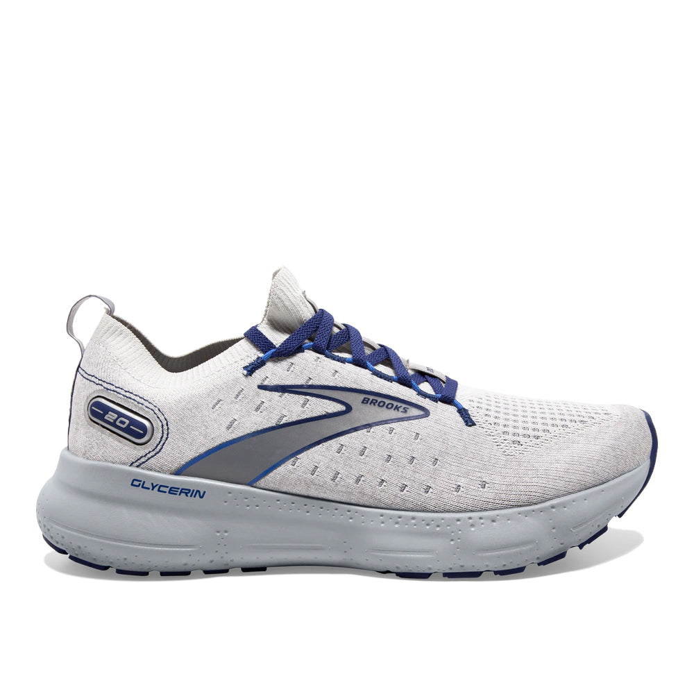 Men's Brooks Glycerin StealthFit 20, Oyster/Alloy/Blue Depths, 10 D Medium
