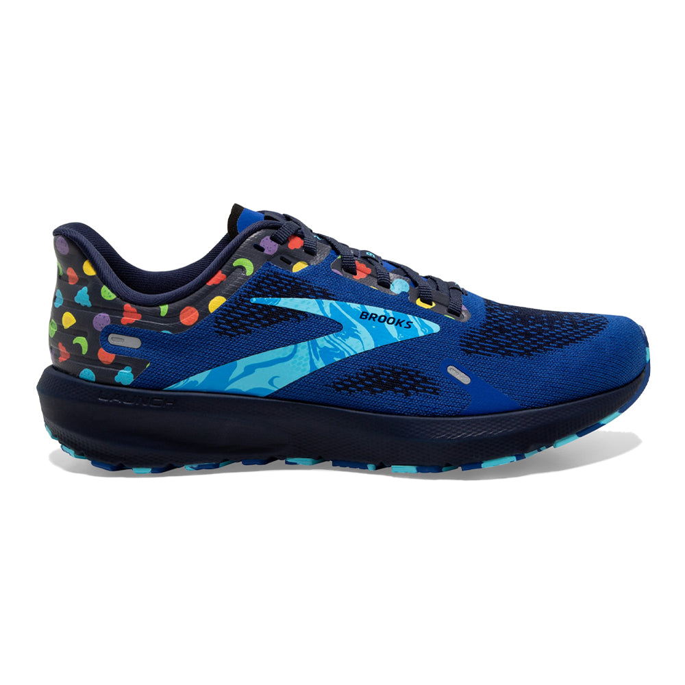 Men's Brooks Launch 9, Blue/Peacoat/Yellow, 9 D Medium
