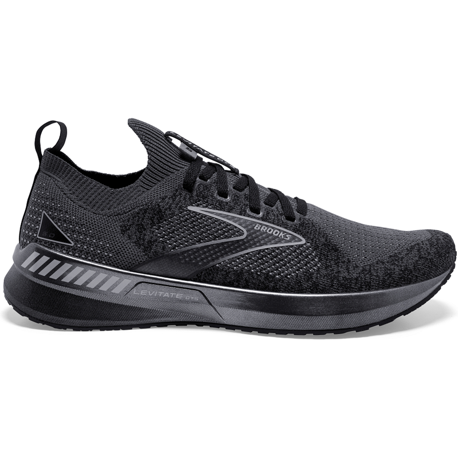 Men's Brooks Levitate Stealthfit GTS 5, Black/Ebony/Grey, 12.5 D Medium