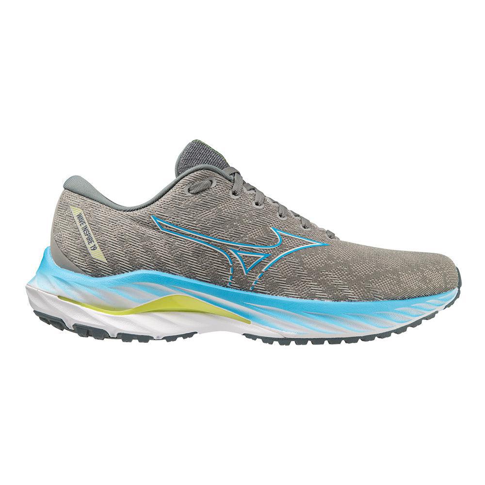 Men's Mizuno Wave Inspire 19, Ghost Grey-Jet Blue, 8.5 D Medium