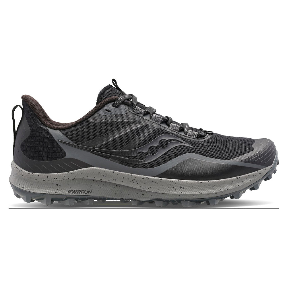 Men's Saucony Peregrine 12, Black/Charcoal, 12.5 D Medium
