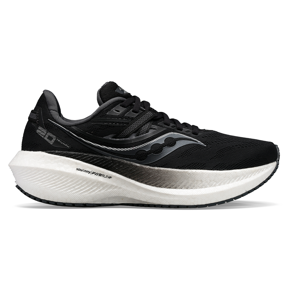 Men's Saucony Triumph 20, Black/White, 12 D Medium