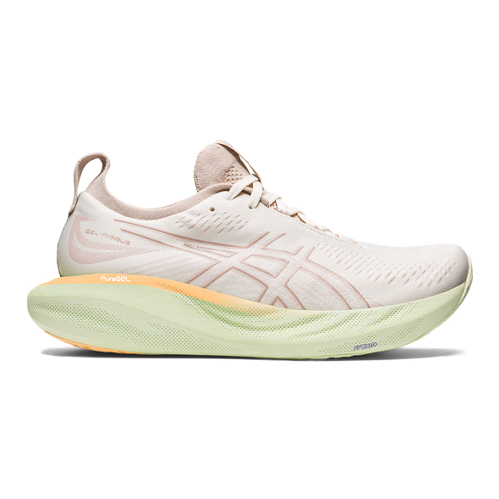 Women's Asics Gel-Nimbus 25, Cream/Fawn, 7.5 B Medium