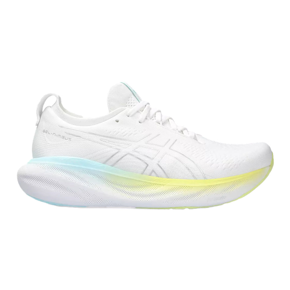 Women's Asics Gel-Nimbus 25, White/Pure Silver, 6.5 B Medium