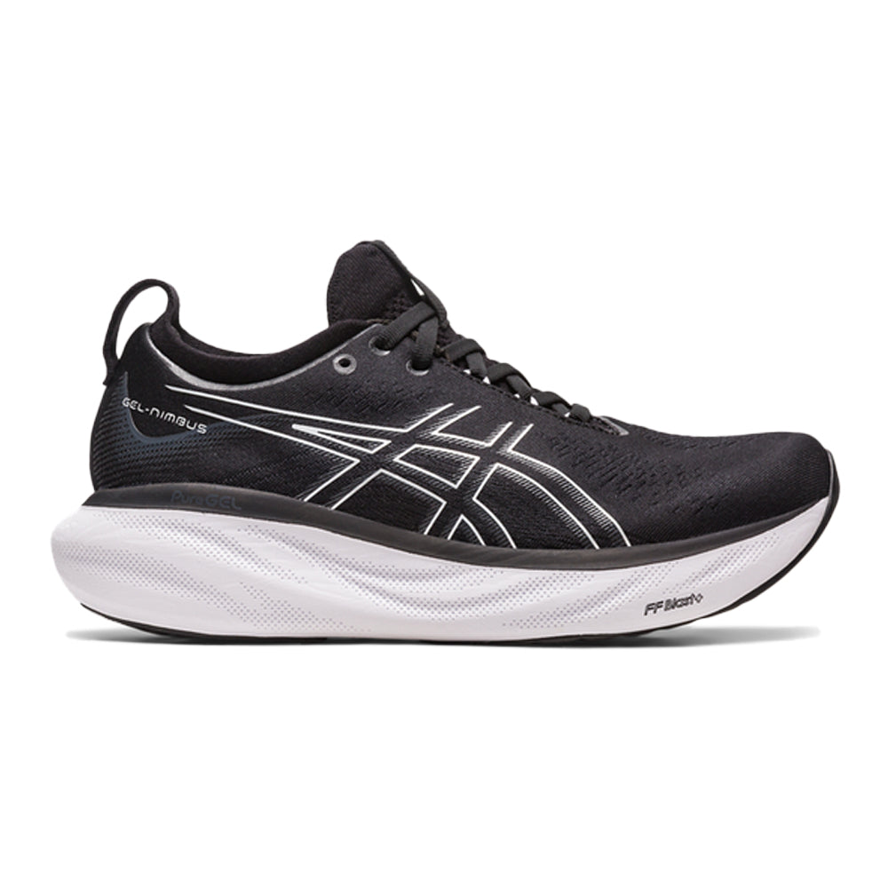 Women's Asics Gel-Nimbus 25, Black/Pure Silver, 10 D Wide