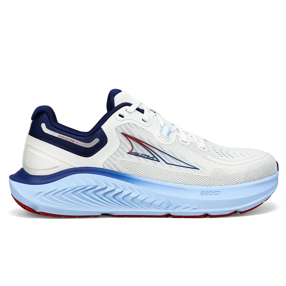 Women's Altra Paradigm 7, White/Blue, 8.5 B Medium