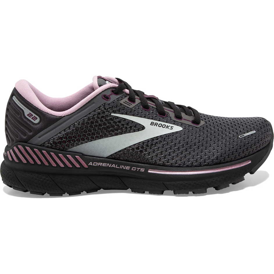 Women's Brooks Adrenaline GTS 22, Pearl/Black/Metallic, 10 B Medium