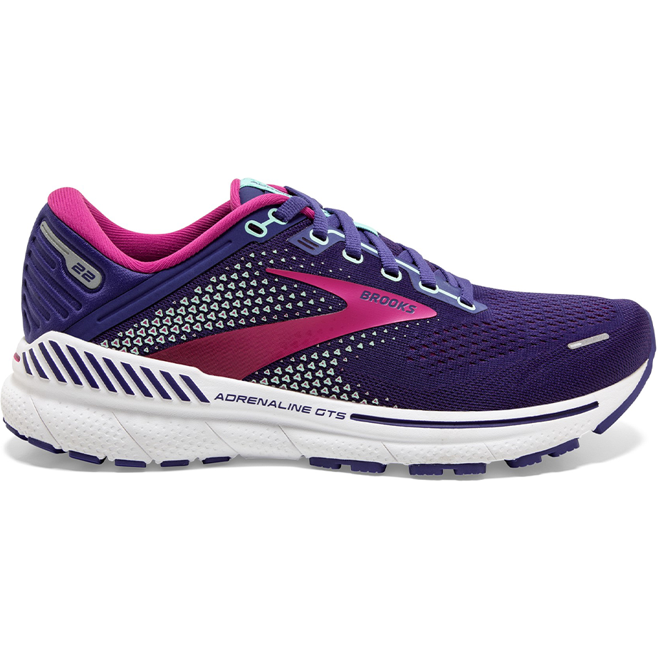 Women's Brooks Adrenaline GTS 22, Navy/Yucca/Pink, 11 B Medium