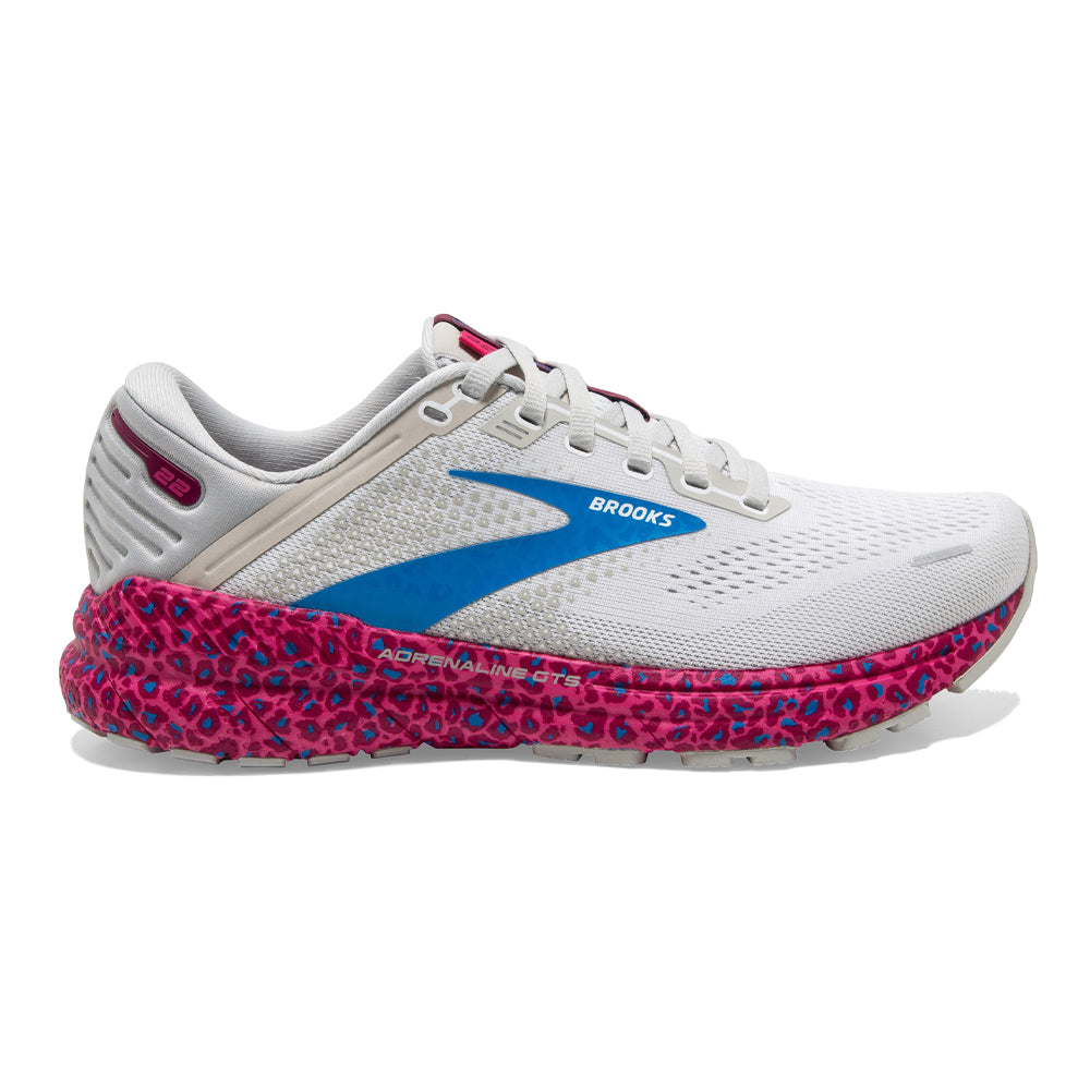 Women's Brooks Adrenaline GTS 22, White/Oyster/Brilliant, 9 B Medium