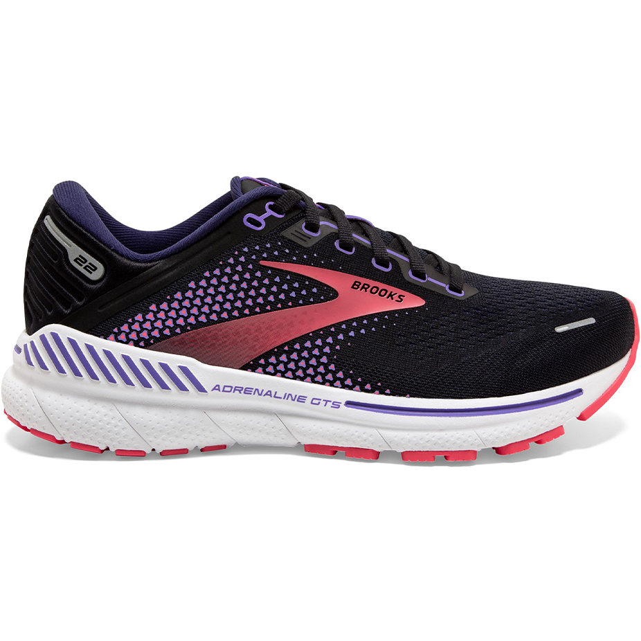 Women's Brooks Adrenaline GTS 22, Black/Purple/Coral, 11.5 B Medium