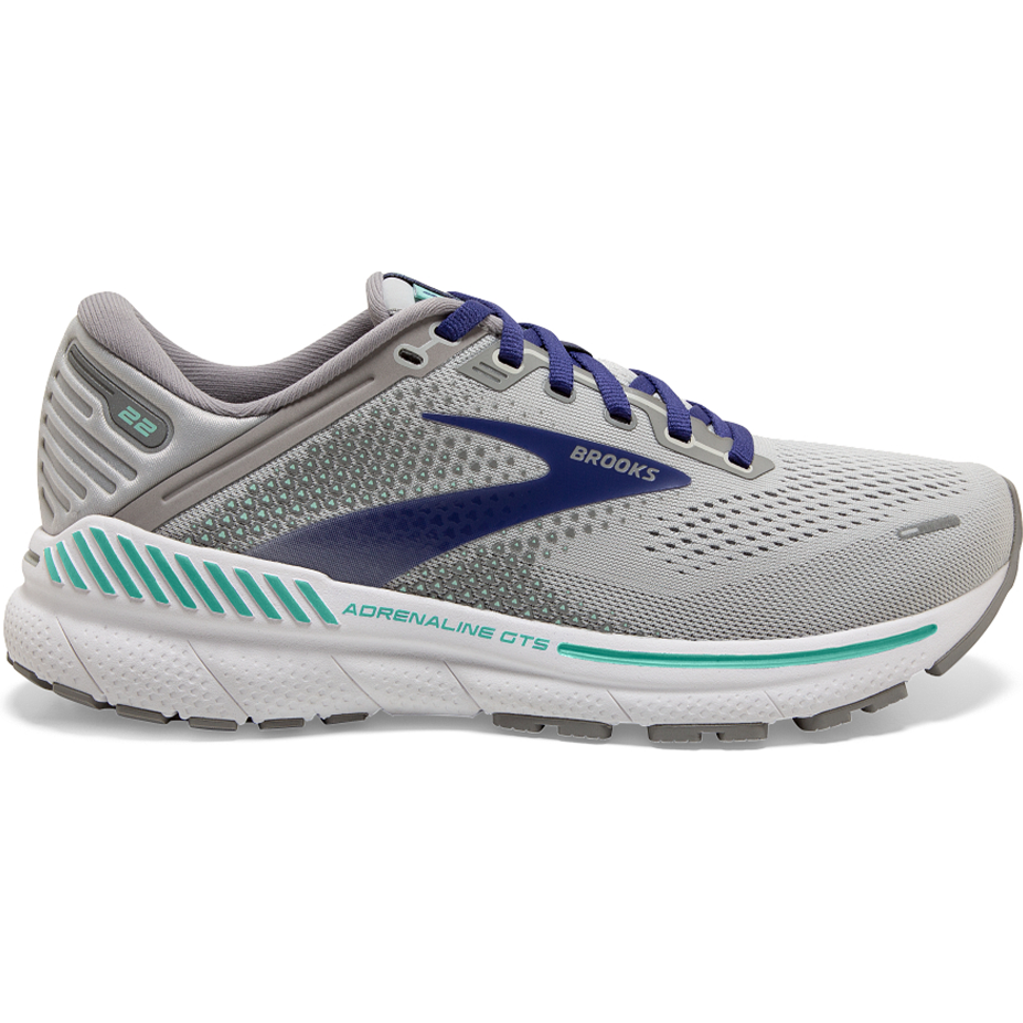Women's Brooks Adrenaline GTS 22, Alloy/Blue/Green, 12 D Wide
