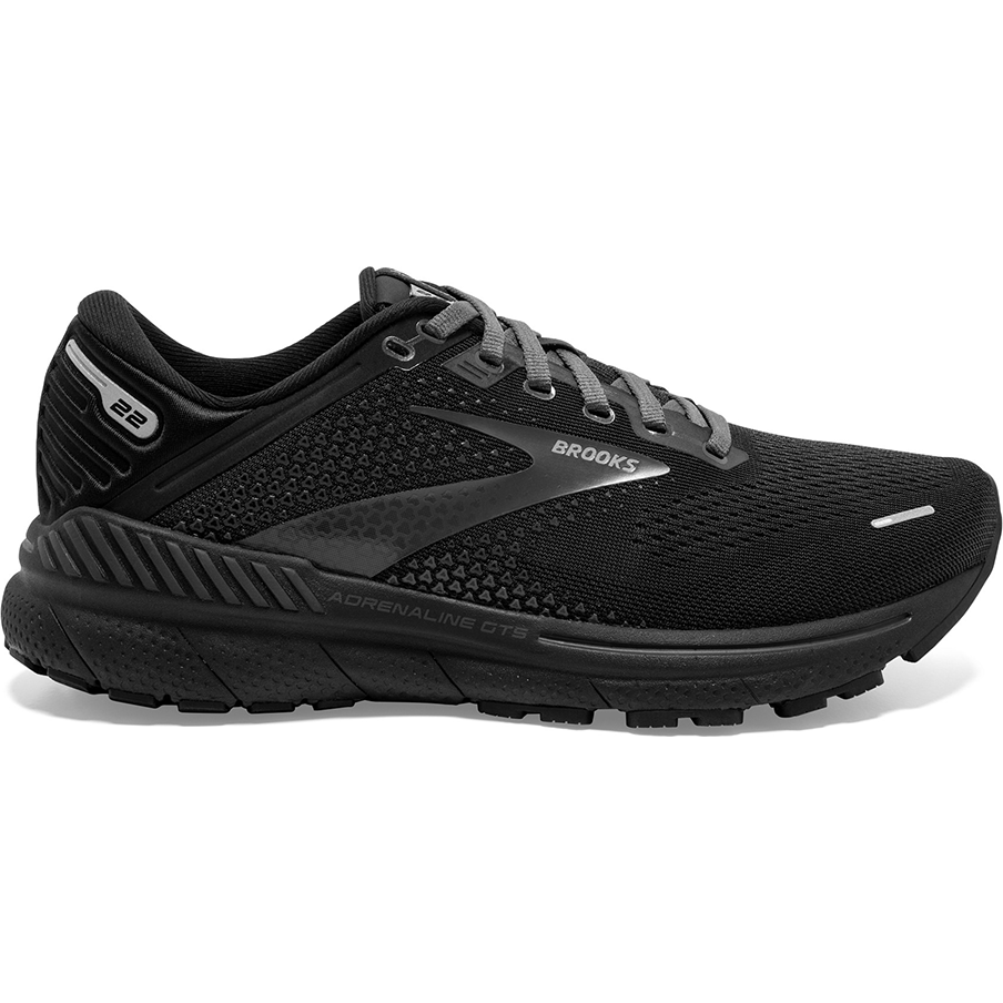 Women's Brooks Adrenaline GTS 22, Black/Black/Ebony, 10.5 B Medium