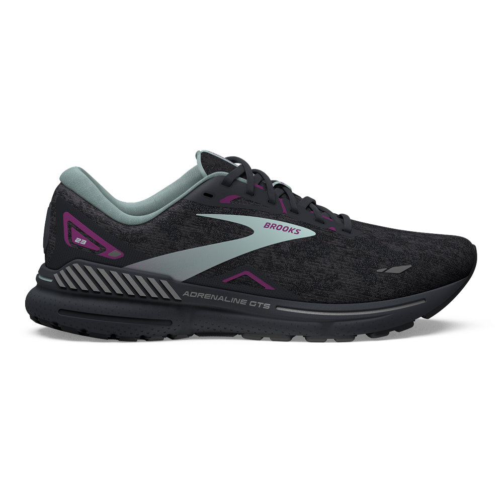 Women's Brooks Adrenaline GTS 23, Black/Light Blue/Purple, 8 D Wide
