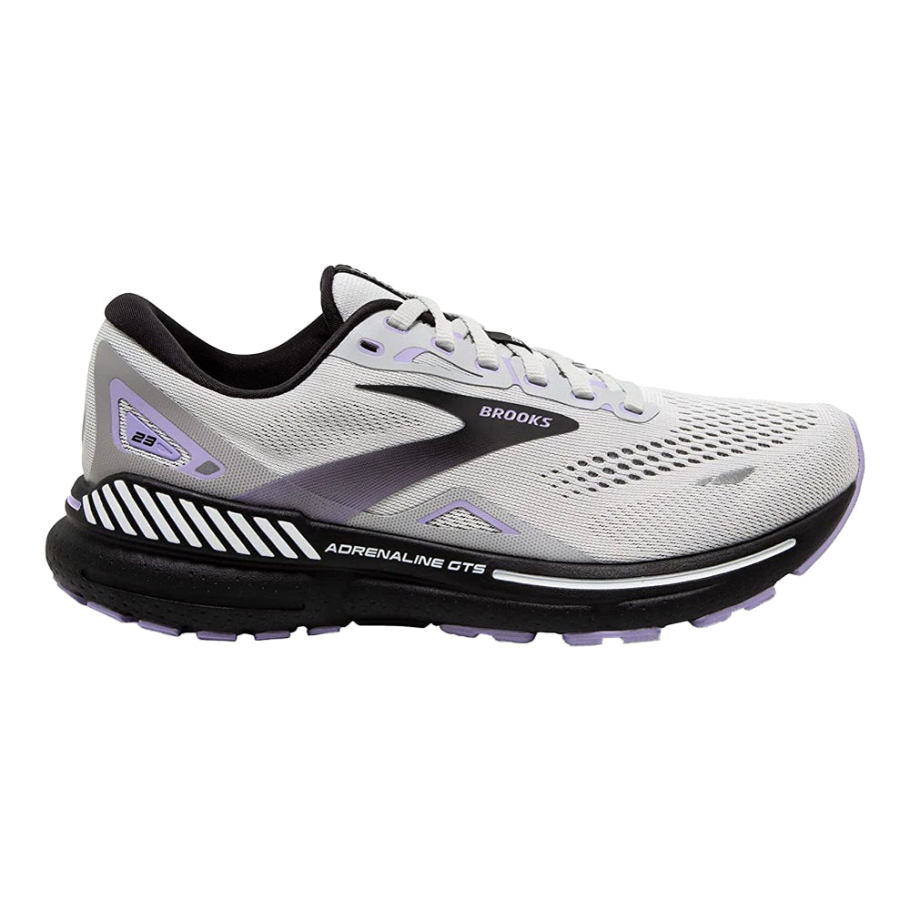 Women's Brooks Adrenaline GTS 23, Grey/Black/Purple, 11.5 B Medium