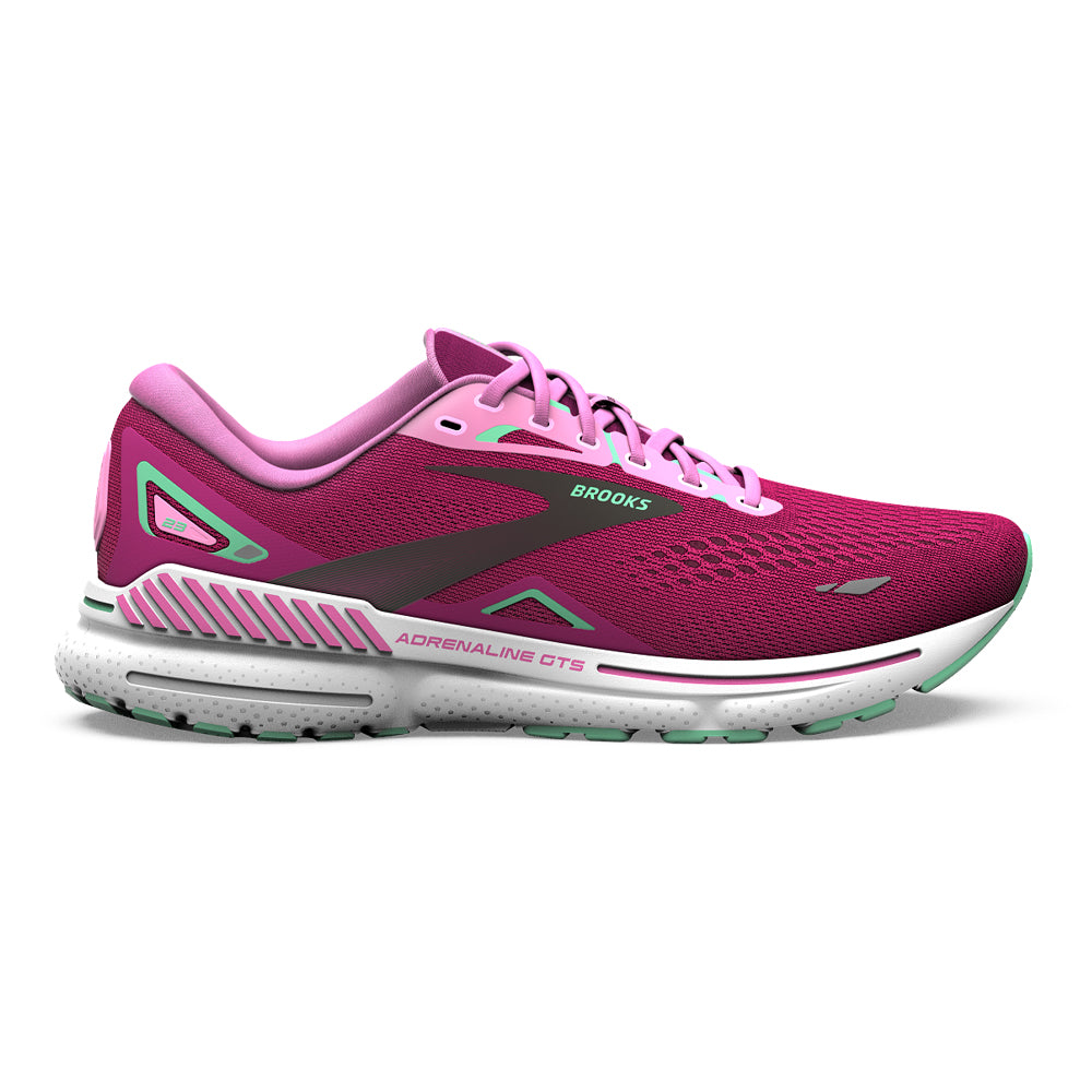 Women's Brooks Adrenaline GTS 23, Pink/Festival Fuchsia/Black, 8 B Medium