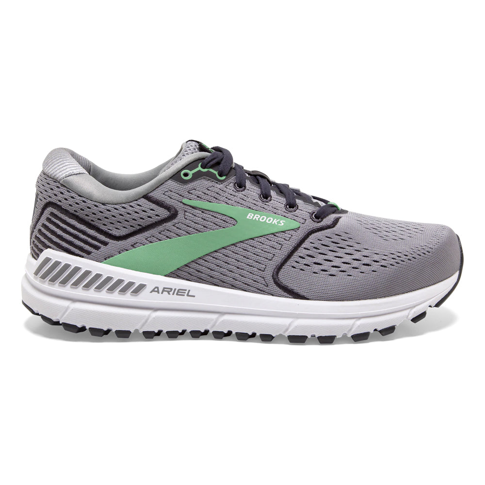 Women's Brooks Ariel '20, Alloy/Blackened Pearl/Green, 7.5 D Wide