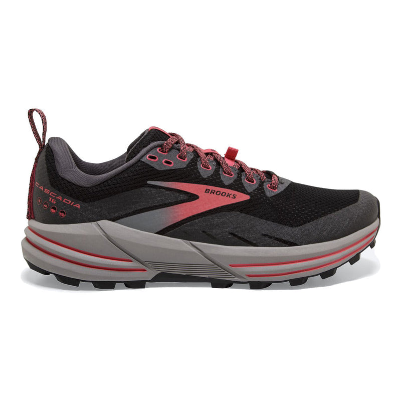 Women's Brooks Cascadia 16 GTX, Black/Blackened Pearl/Coral, 10.5 B Medium