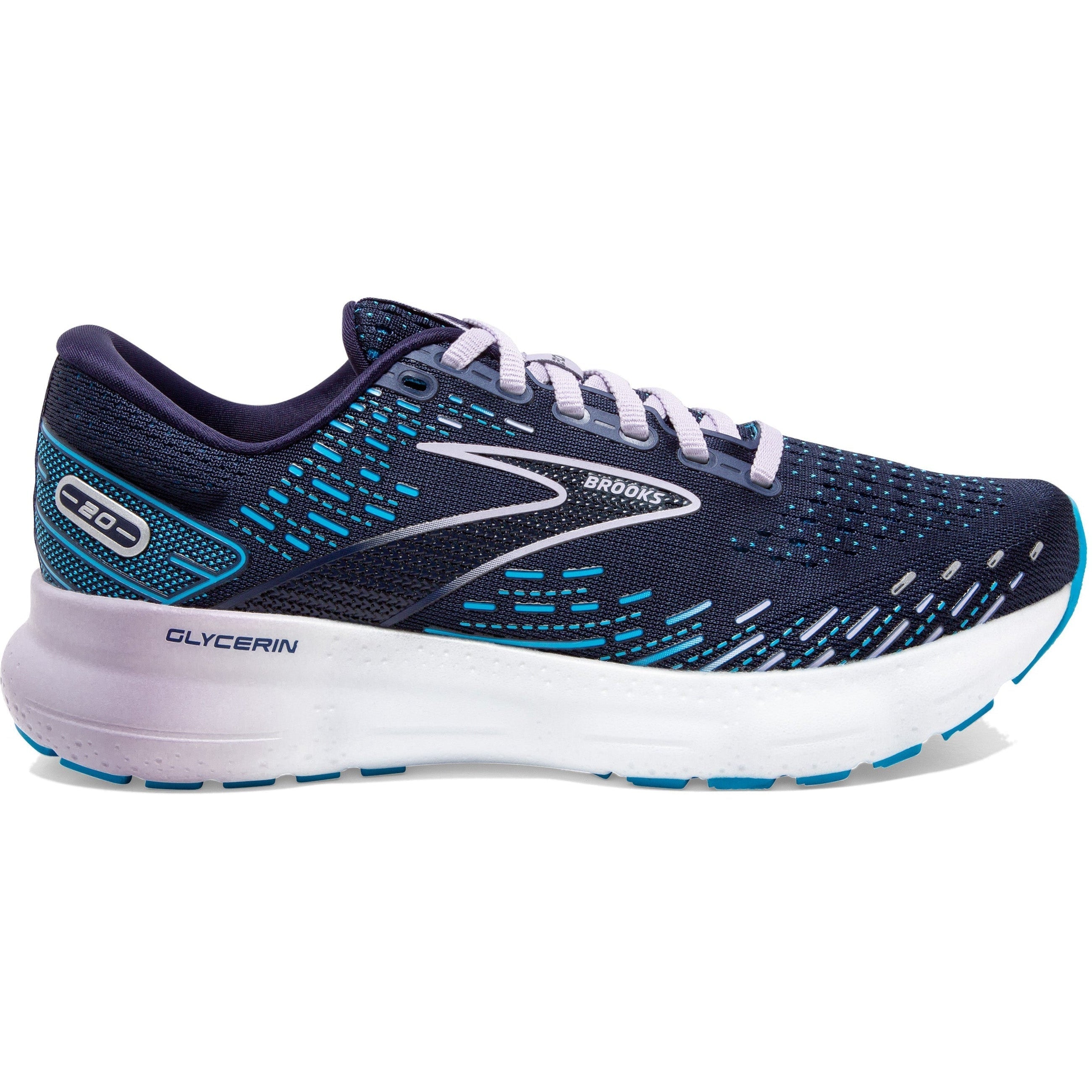 Women's Brooks Glycerin 20, Peacoat/Ocean/Pastel Lilac, 6 B Medium