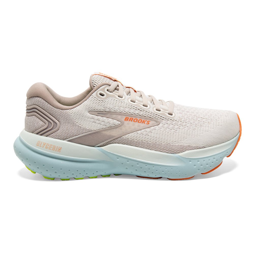 Women's Brooks Glycerin 21, Coconut/Aqua/Autumn Sunset, 10 D Wide