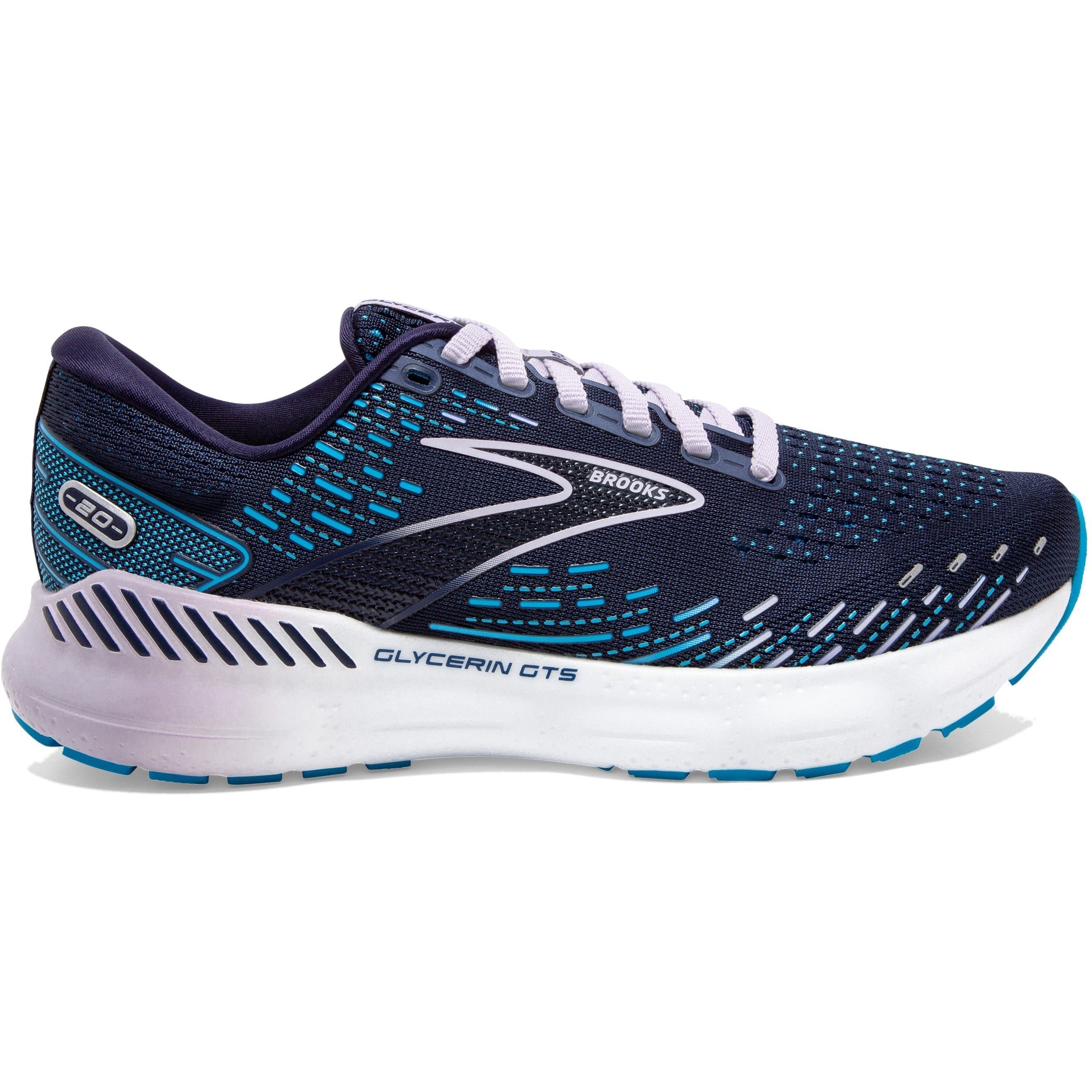 Women's Brooks Glycerin GTS 20, Peacoat/Ocean/Pastel Lilac, 9.5 B Medium