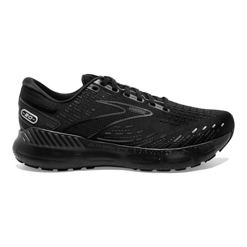 Women's Brooks Glycerin GTS 20, Black/Black/Ebony, 8 B Medium