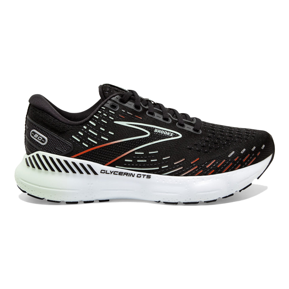 Women's Brooks Glycerin GTS 20, Black/Red/Opal, 8 B Medium