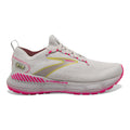 Women's Brooks Glycerin StealthFit GTS 20, Grey/Yellow/Pink, 8 B Medium