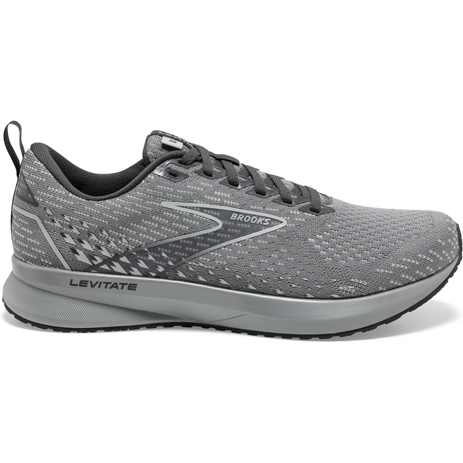 Women's Brooks Levitate 5, Grey/Oyster/Blackened Pearl, 9.5 B Medium